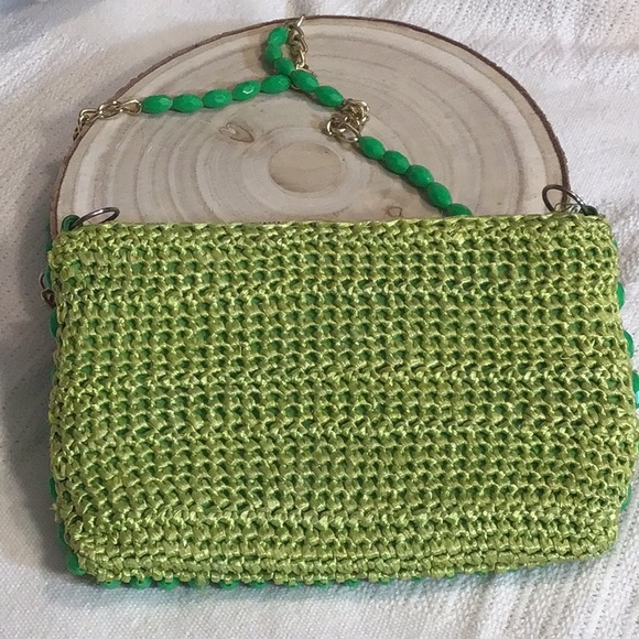 Vintage 1950 green beaded and Wicker purse in excellent condition - Picture 3 of 8